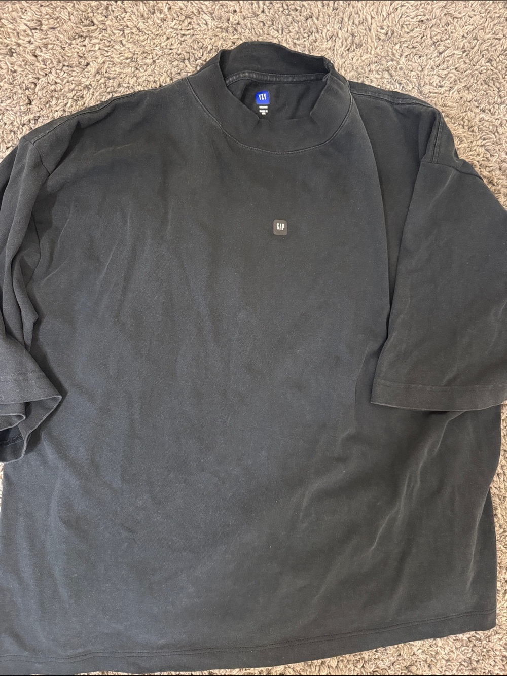 Yeezy GAP Balenciaga Men's Black Short-Sleeve Crewneck with Small Chest Logo